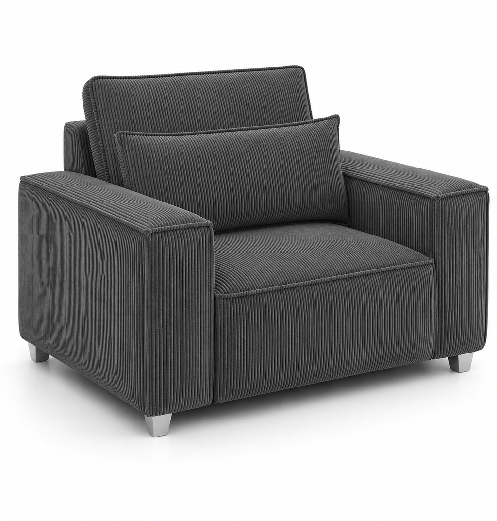 Sloane Sleefy 1 Seater Jumbo Cord Dark Grey Sofa - Luxury UK Living Room Showcase