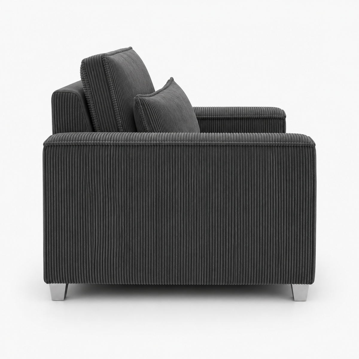 Sloane Sleefy 1 Seater Jumbo Cord Dark Grey Sofa - Detailed Angle View 2