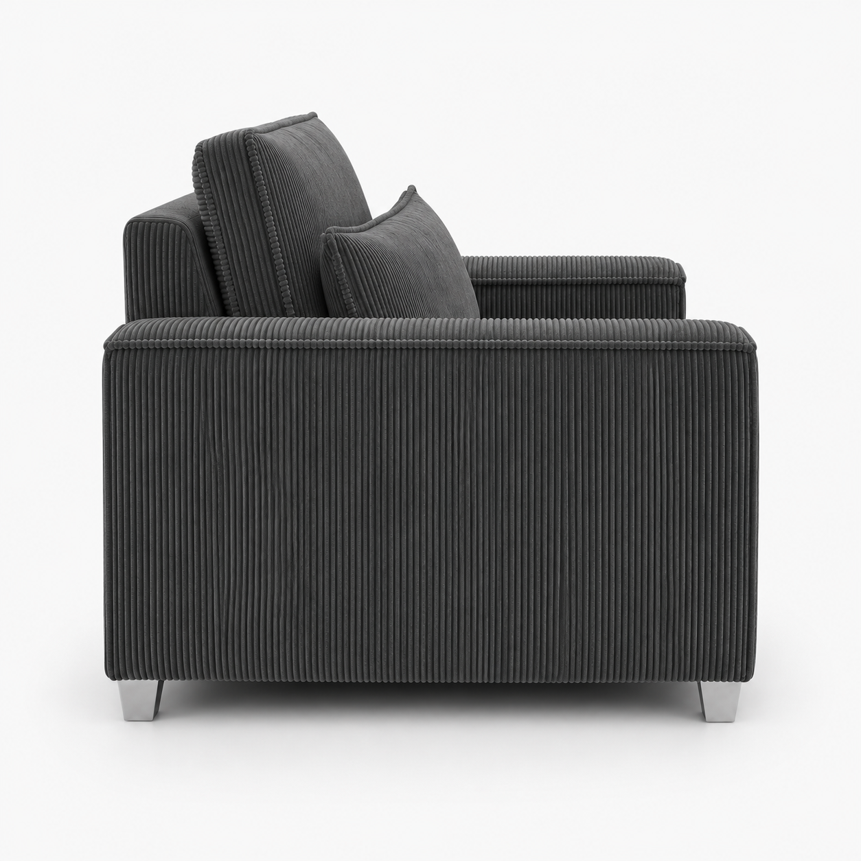 Sloane Sleefy 1 Seater Jumbo Cord Dark Grey Sofa - Detailed Angle View 2