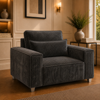 Sloane Sleefy 1 Seater Jumbo Cord Dark Grey Sofa - Detailed Angle View 4