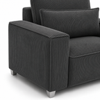 Sloane Sleefy 1 Seater Jumbo Cord Dark Grey Sofa - Detailed Angle View 3