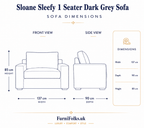 Sloane Sleefy 1 Seater Jumbo Cord Dark Grey Sofa - Detailed Angle View 6