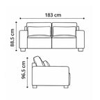 Sloane Sleefy 2 Seater Jumbo Cord Dark Grey Sofa - Detailed Angle View 2
