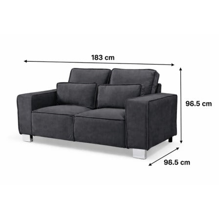 Sloane Sleefy 2 Seater Jumbo Cord Dark Grey Sofa - Detailed Angle View 4