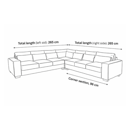 Sloane Sleefy 5 Seater Jumbo Cord Dark Grey Corner Sofa – Large Family Fabric Sofa for UK Living Rooms - Detailed Angle View 2