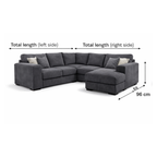 Sloane Sleefy 5 Seater Jumbo Cord Dark Grey Corner Sofa – Large Family Fabric Sofa for UK Living Rooms - Detailed Angle View 3