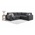 Sloane Sleefy 5 Seater Jumbo Cord Dark Grey Corner Sofa – Large Family Fabric Sofa for UK Living Rooms - Detailed Angle View 4