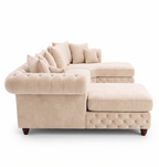 Nicole Large U-Shape Plush Velvet Cream Sofa - Detailed Angle View 2