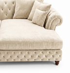 Nicole Large U-Shape Plush Velvet Cream Sofa - Detailed Angle View 3