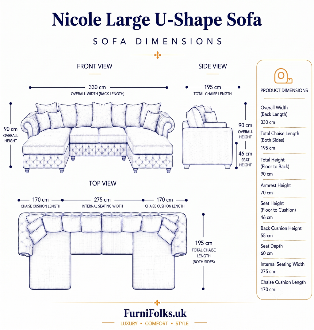 Nicole Large U-Shape Plush Velvet Cream Sofa - Detailed Angle View 8