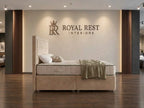 Handcrafted UK divan bed frame side profile with reinforced base and polished chrome glide feet
