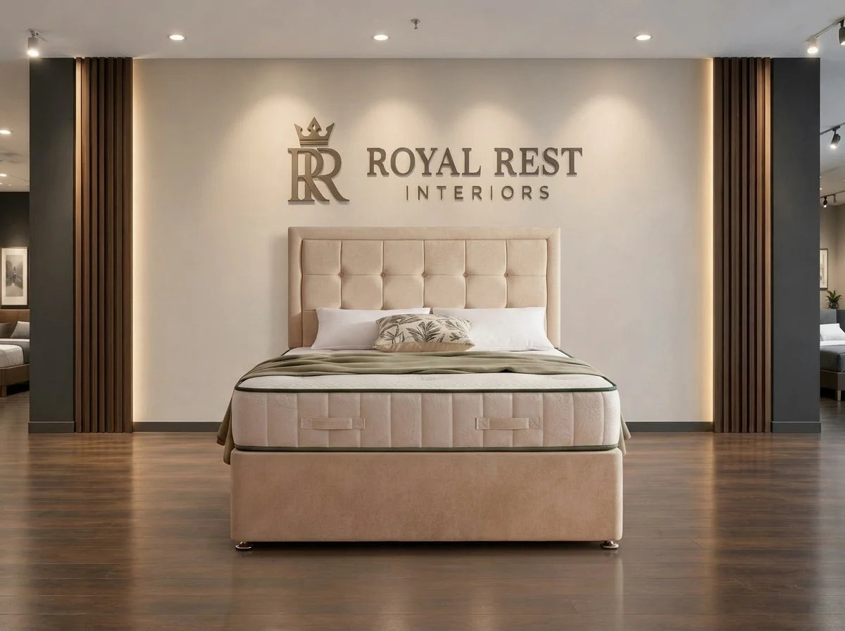 Royal Rest Interiors designer fabric options in plush and crushed velvet available in 7 luxury colours
