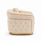 1 Seater Madrid Chesterfield Chenille Cream Sofa - Detailed Angle View 2